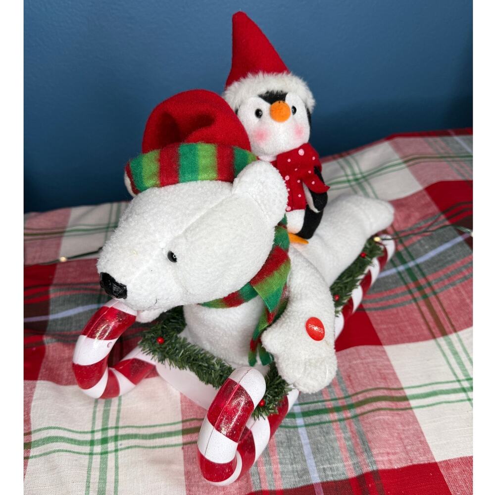 Avon Animated Musical Christmas Plush Bear and Penguin Sleigh Ride 2007 - Picture 3 of 5